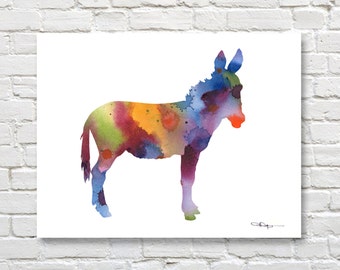 Donkey Art Print - Abstract Burro Watercolor Painting - Wall Decor