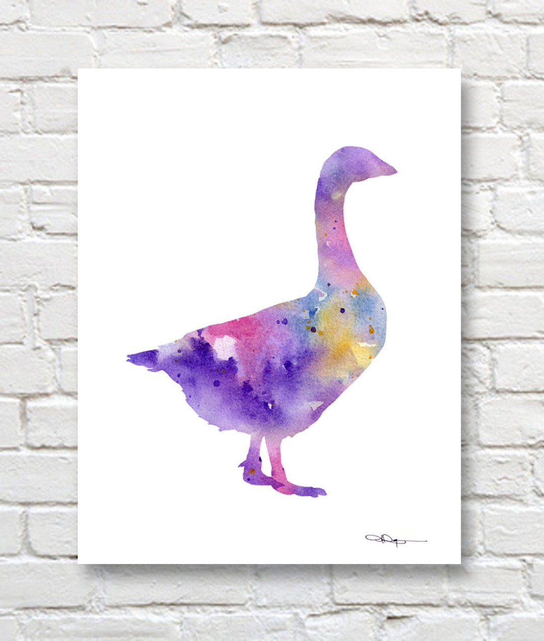 Goose Art Print Abstract Watercolor Painting Wall Decor - Etsy