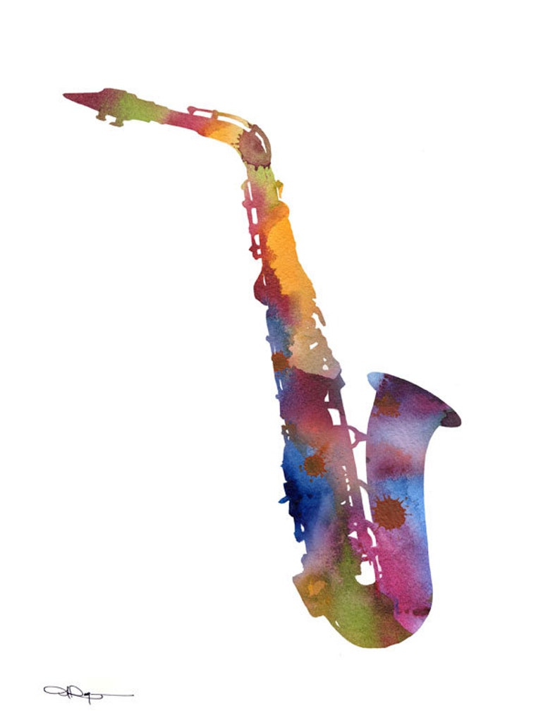 Sax Art Print Abstract Watercolor Painting Saxophone Art Etsy