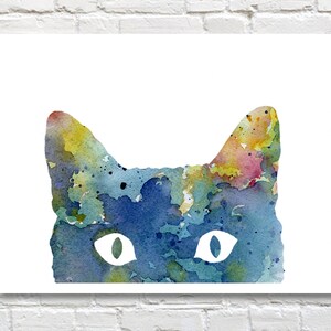 Cat Art Print - Abstract Watercolor Painting - Wall Decor