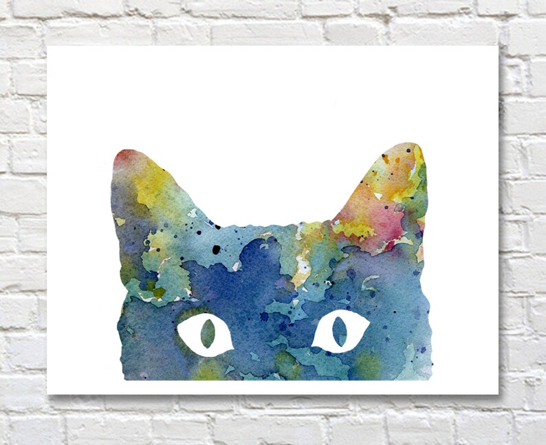 Cat Art Print Abstract Watercolor Painting Wall Decor - Etsy