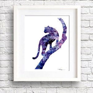 Panther Art Print Abstract Watercolor Painting Wall Decor image 2