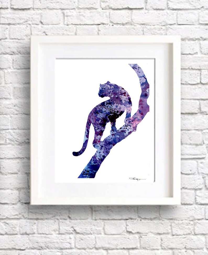Panther Art Print Abstract Watercolor Painting Wall Decor image 2