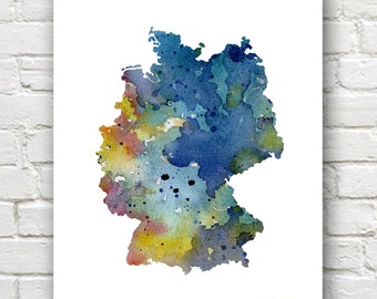 Duitsland kaart - Art Print - Abstract aquarel Art Print - Wall Decor