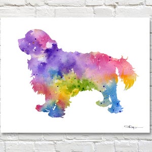 Impressão artística de Cavalier King Charles Spaniel - Pintura abstrata em aquarela - Decoração de parede