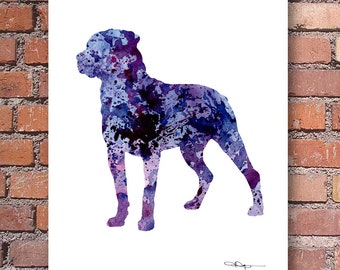 Purple Rottweiler Art Print - Abstract Watercolor Painting - Wall Decor