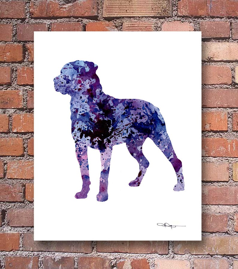 Purple Rottweiler Art Print Abstract Watercolor Painting - Etsy