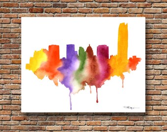 Oklahoma City Skyline - Abstract Watercolor - Art Print - Wall Decor