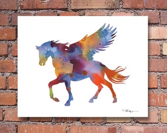 Pegasus - Art Print - Abstract Watercolor Painting - Wall Decor