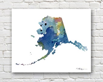 Alaska Map - Abstract Watercolor Art Print - Wall Decor