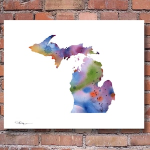 Michigan Map - Abstract Watercolor Art Print - Wall Decor