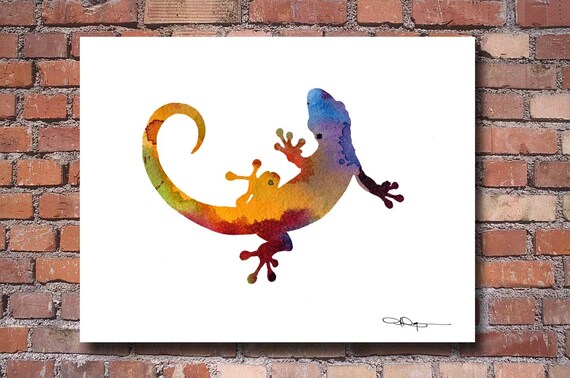 Wall Decor Blue Gecko Art Print Abstract Watercolor Painting Wall Decor Blue Gecko Art Print Abstract Watercolor Painting