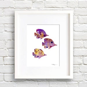 Tropical Fish Art Print Abstract Watercolor Painting Wall Decor image 1