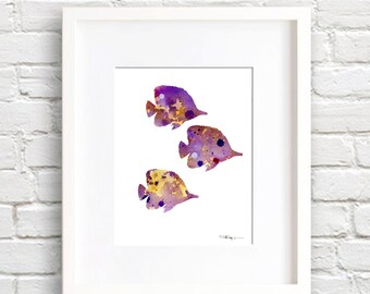 Tropical Fish Art Print - Abstract Watercolor Painting - Wall Decor