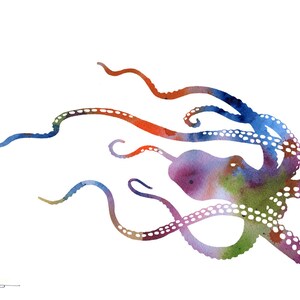 Octopus Art Print Watercolor Abstract Painting Animal Art Wall Decor image 2