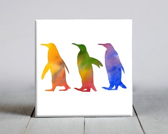 Penguins Ceramic Tile - Penguins Decorative Tile - Bird Lover Gift- Unique Bird Gifts