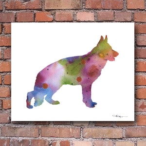 German Shepherd Art Print - Abstract Watercolor Painting - Wall Decor