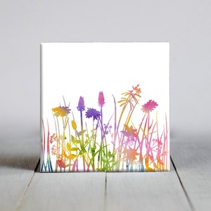 Wild Flowers Grass Decorative Ceramic Tile 4.25 or 6 X 6 Inches