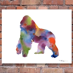Gorilla Art Print - Abstract Wildlife Watercolor Painting - Wall Decor