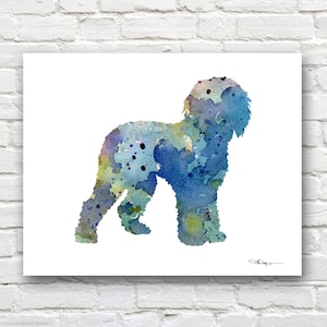 Blue Labradoodle Art Print - Abstract Watercolor Painting - Wall Decor