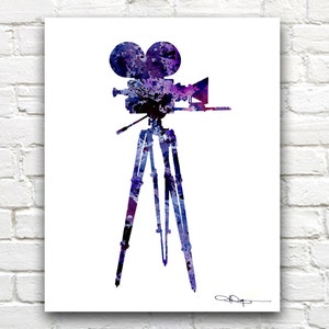 Vintage Movie Camera Art Print Abstract Watercolor Painting | Etsy