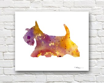 Scottish Terrier Art Print - Abstract Watercolor Painting - Wall Decor