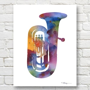 Tuba Art Print - Abstract Watercolor Painting - Music Wall Decor