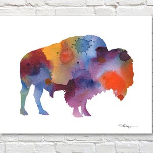 Buffalo Art Print - Abstract Bison Watercolor Painting - Wall Decor