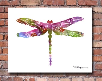 Dragonfly Art Print - Abstract Watercolor Painting - Wall Decor