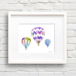 Hot Air Balloons Art Print - Peinture abstraite à l'aquarelle - Décoration murale