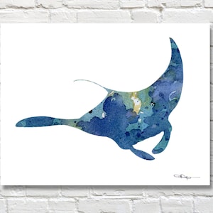 Mantarochen Art Print - Abstrakte Tierwelt Aquarell Malerei - Wand-Dekor