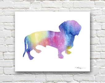 Impresión de arte Dachshund - pintura de acuarela abstracta - decoración de la pared