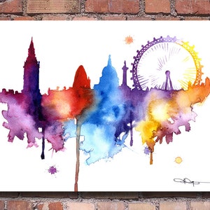 London Skyline - Watercolor Art Print - Wall Decor