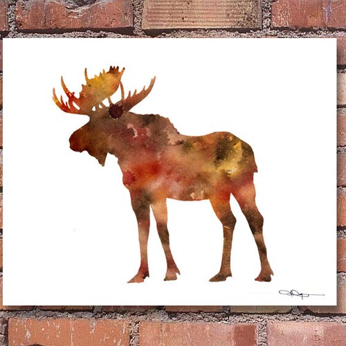 Moose Art Print - Peinture abstraite à l'aquarelle - Décoration murale