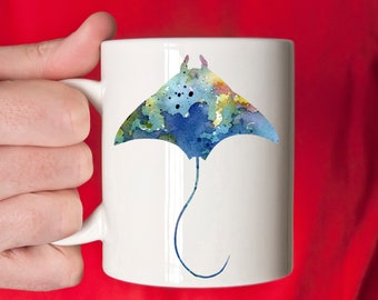 Stingray Mug - Stingray Lover Gift - Colorful Stingray Watercolor Art Mug - Stingray Coffee Mug - Unique Stingray Gifts