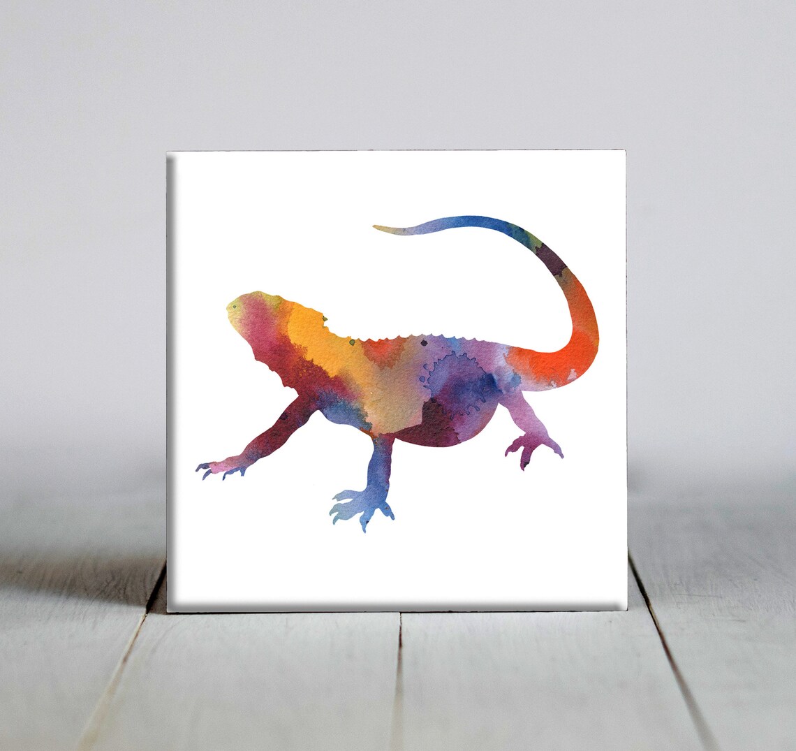 Bearded Dragon Ceramic Tile Bearded Dragon Decorative Tile Etsy