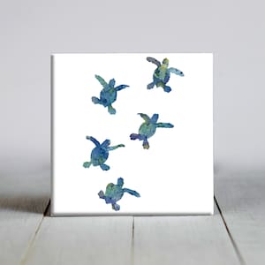 Baby Sea Turtles Ceramic Tile - Sea Turtle Decorative Tile - Turtle Lover Gift - Unique Ocean Gifts