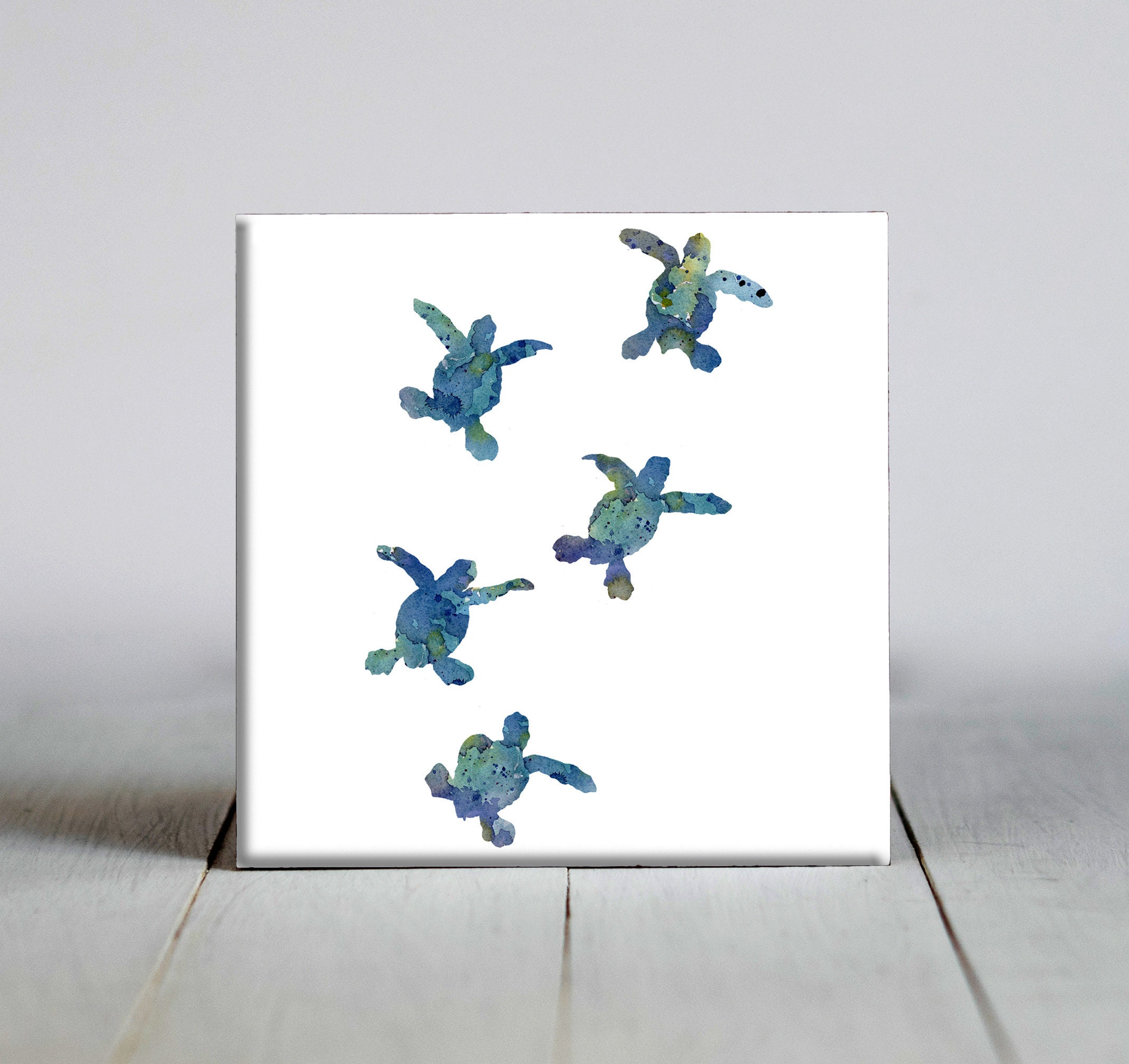 Baby Sea Turtles Ceramic Tile - Sea Turtle Decorative Tile - Turtle Lover Gift - Unique Ocean Gifts