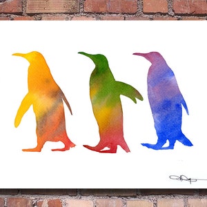 Penguin Watercolor - Abstract Painting - Wall Decor