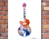 Electric Guitar Art Print - Abstract Watercolor Painting - Wall Decor