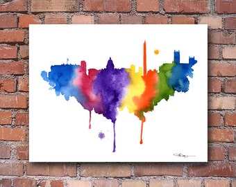 Washington DC Skyline - Abstract Watercolor - Art Print - Wall Decor