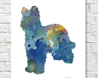 Briard Art Print - Abstract Watercolor Painting - Wall Decor