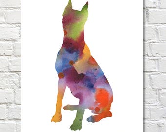 German Pinscher Watercolor - Abstract Painting - Dog - Wall Decor