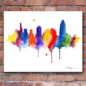 Cincinnati Skyline - Abstract Watercolor Art Print - Wall Decor