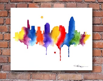 Cincinnati Skyline - Abstract Watercolor Art Print - Wall Decor