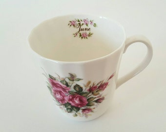 Royal Castle "June" Fine Bone China Teacup/Mug, Flowers of the Month Series, Staddordshire, England