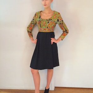 Vintage 1960&#39;s Victor Costa Paisley and Crystal Cocktail Dress