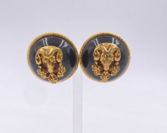 Gianfranco Ferre Gold Ram's Head Earrings