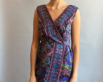 VTG 1960s Purple Printed Maxi Dress