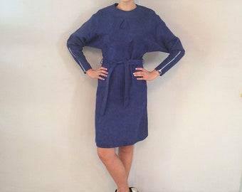 Vintage 1960's/70's Pierre Cardin Blue Suede Zipper Dress